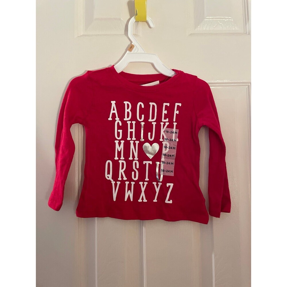Old Navy 18/24mon Long Sleeve tshirt Alphabet Valentine Day Message NWT